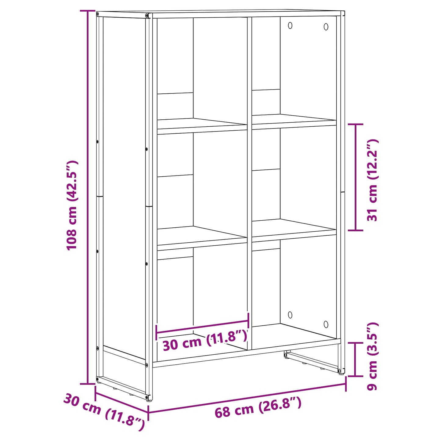 Book Cabinet 99.5 x 30 x 108.5 cm Engineered Wood Old Wood
