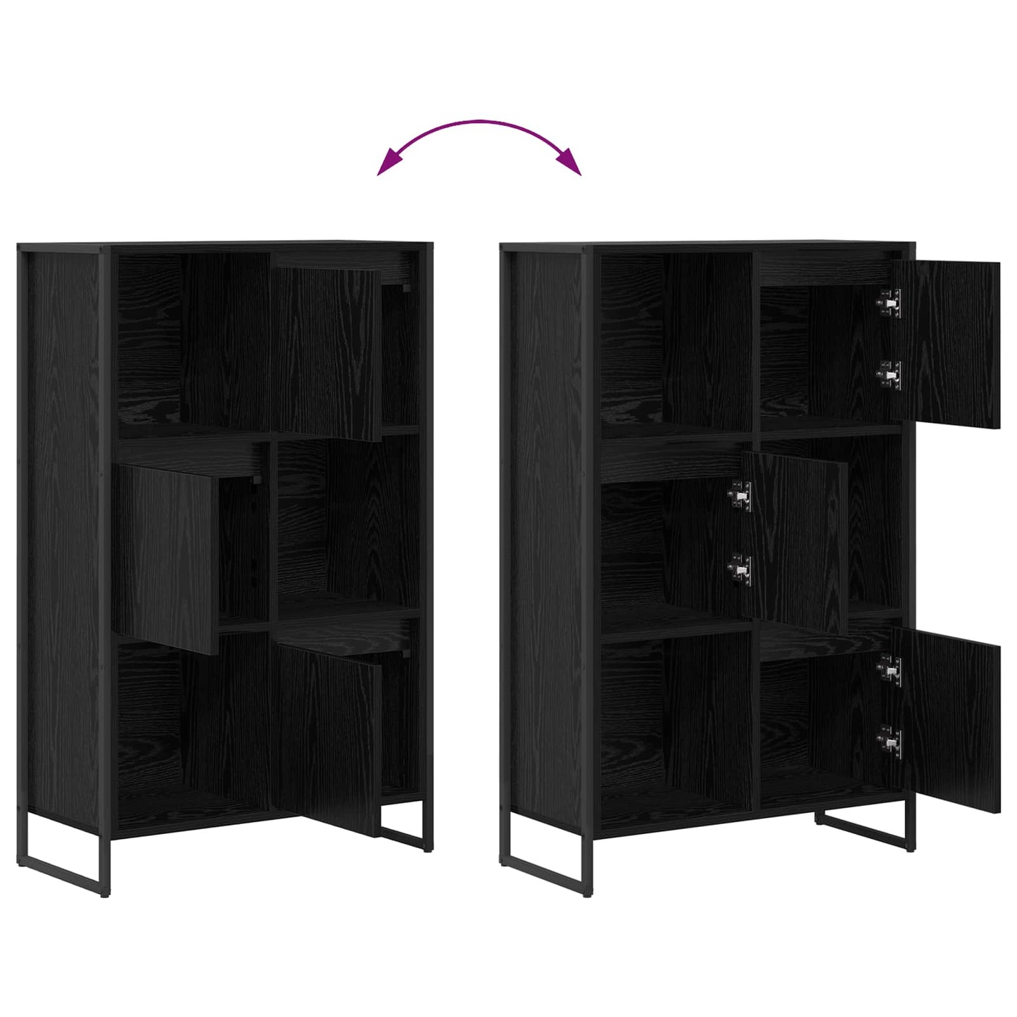 Book Cabinet 68 x 30 x 108.5 cm Engineered Wood Black Oak