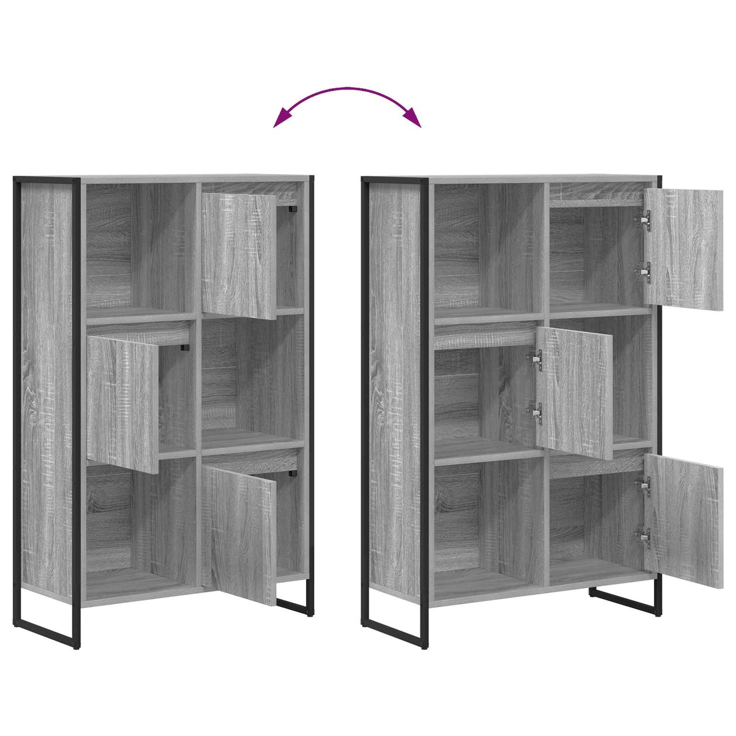 Book Cabinet 68 x 30 x 108.5 cm Engineered Wood Grey Sonoma