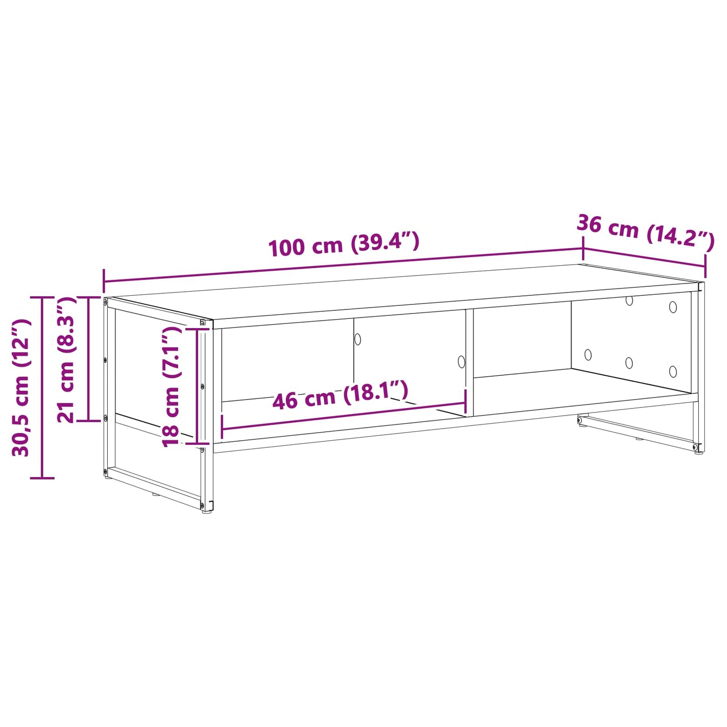 TV Cabinet 100 x 36.5 x 30.5 cm Artisian Oak Engineered Wood