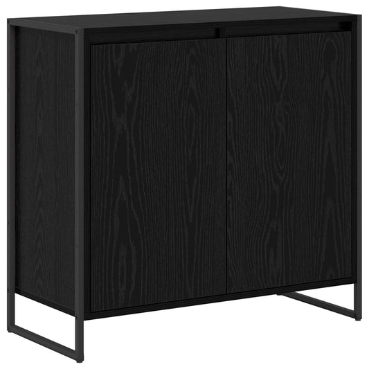 Side Cabinet Black Oak 79 x 36 x 75 cm Engineered Wood