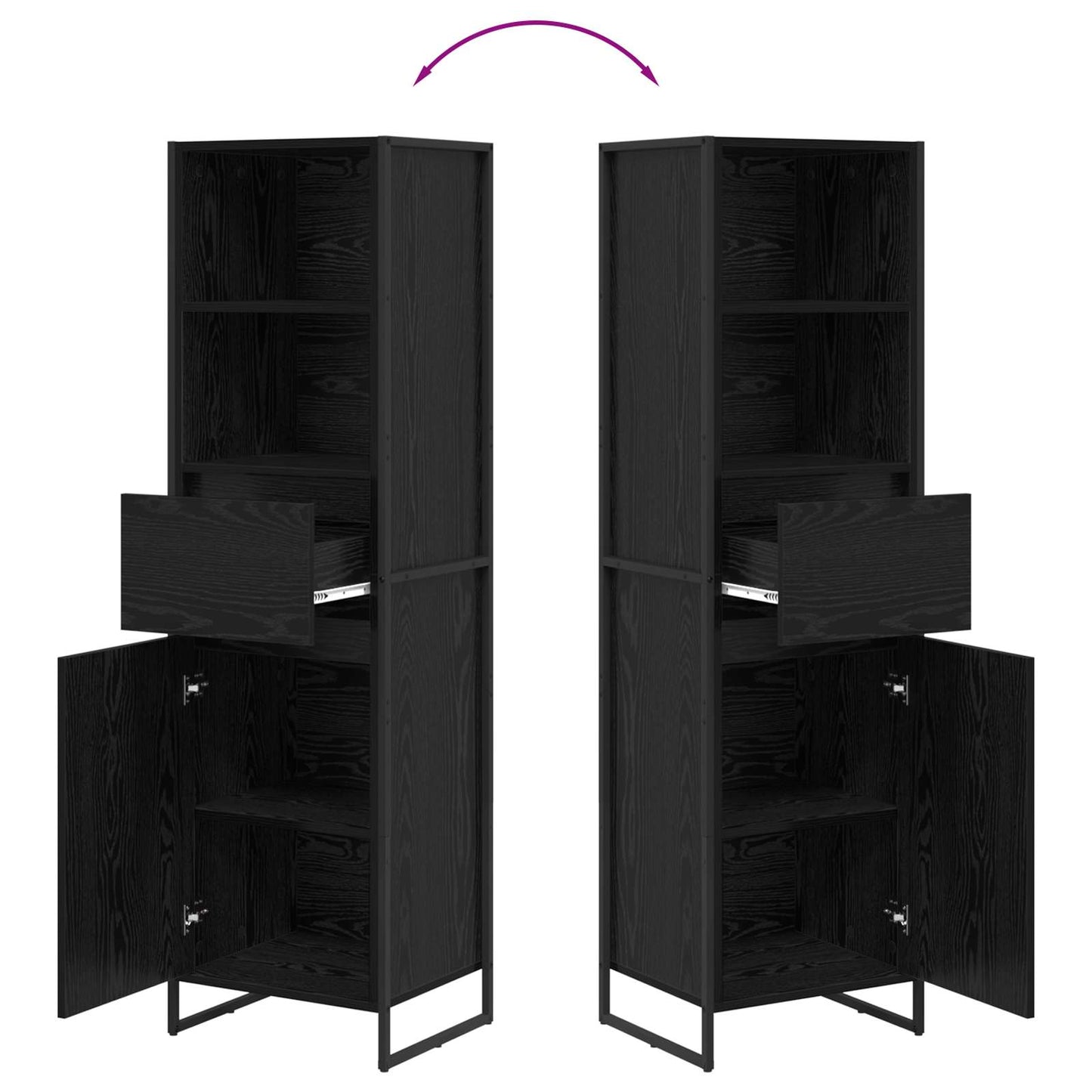 Book Cabinet Black Oak 43 x 36 x 150.5 cm Engineered Wood