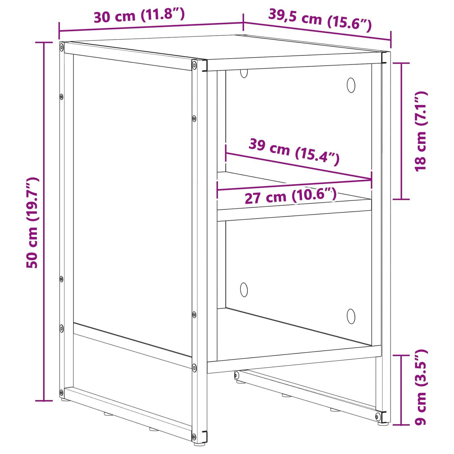 Bedside Table Old Wood 39.5 x 30 x 50 cm Engineered Wood