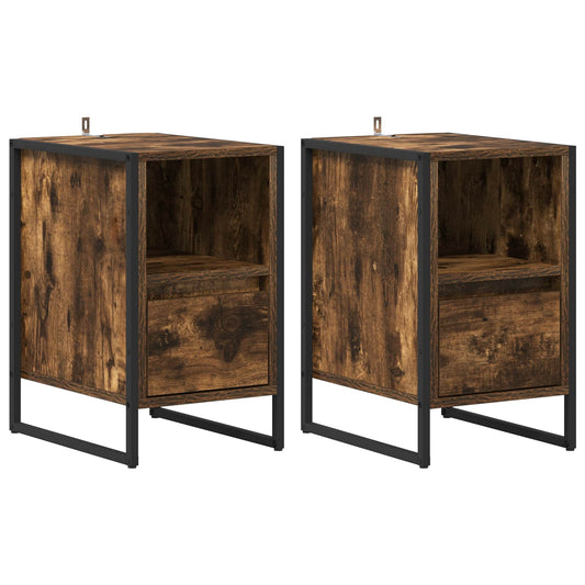 Bedside Table 2 pcs Smoke Oak 39.5 x 30 x 50 cm Engineered Wood
