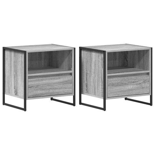 Bedside Table 2 pcs Grey Sonoma 50 x 39.5 x 50 cm