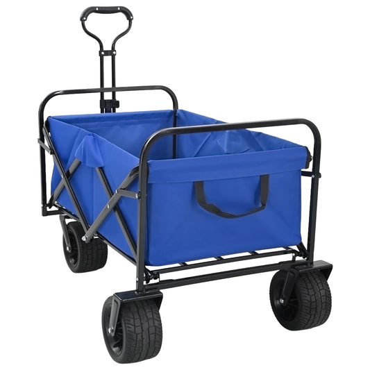 Folding Shopping Trolley with Breaks Blue 89 x 63 x 96 cm