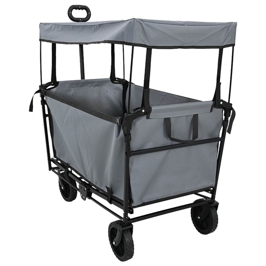 Folding Shopping Trolley with Breaks Grey 105 x 56.5 x 116 cm