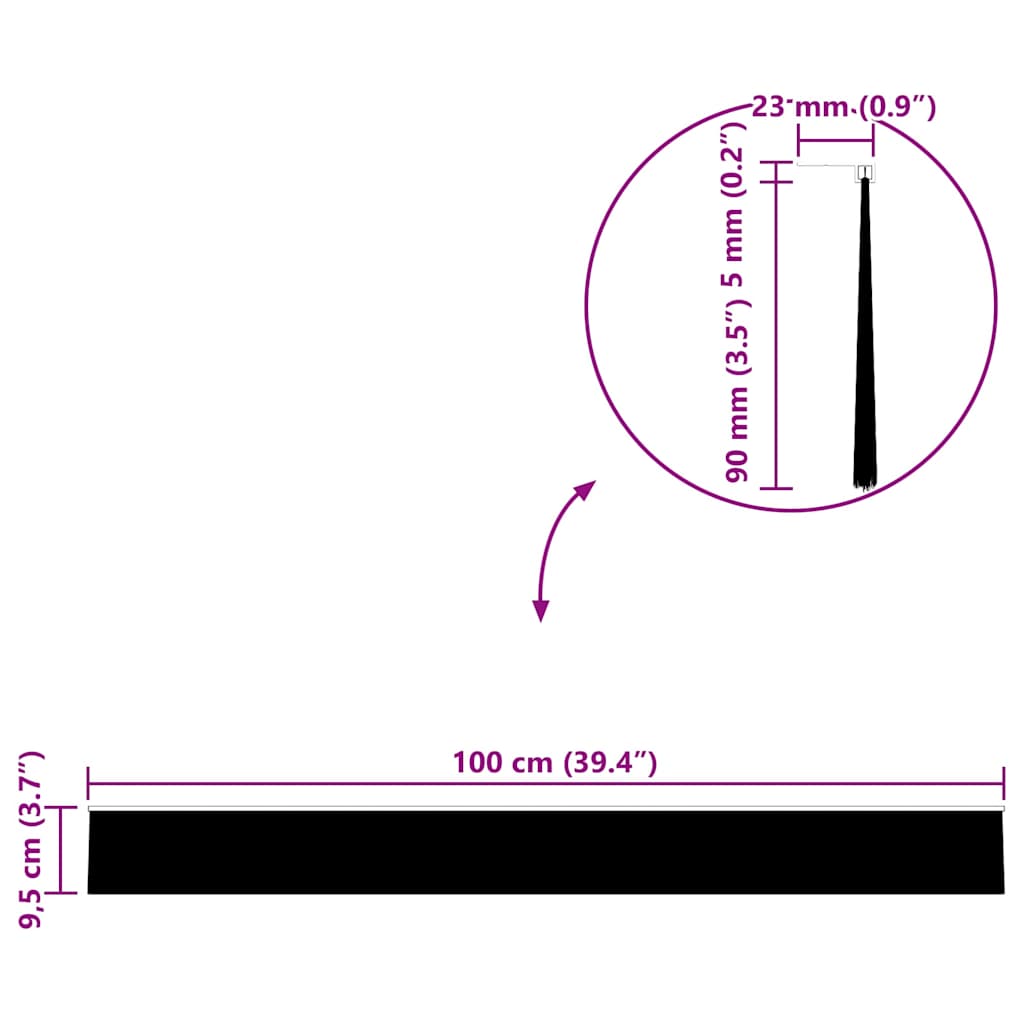 Self-adhesive Door Brush Seals 2 pcs 100 cm Aluminium Alloy