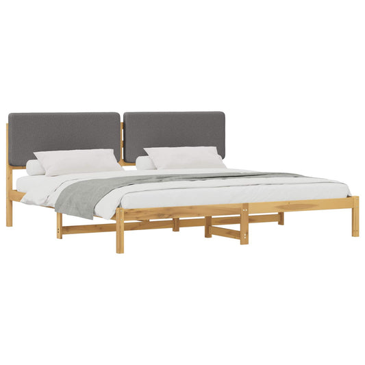 Bed Frame with Upholstered Headboard Whitewash and Light Grey