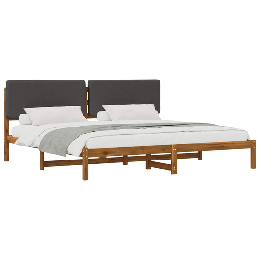 Bed Frame with Upholstered Headboard Natural and Dark Grey