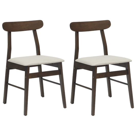 Dining Chair 2 pcs Solid Rubber Wood Dark Brown and Light