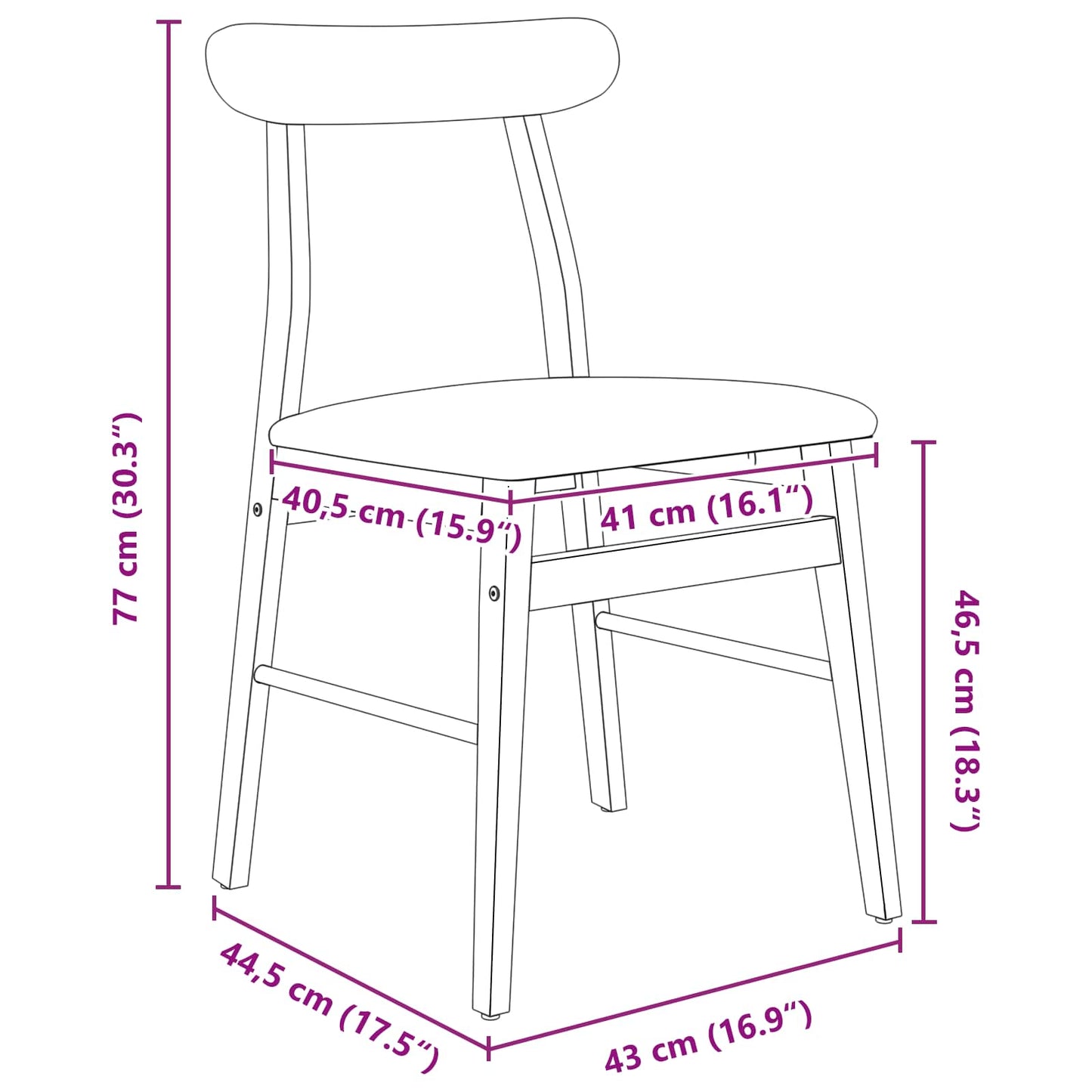 Dining Chair 2 pcs Solid Rubber Wood Dark Brown and Light