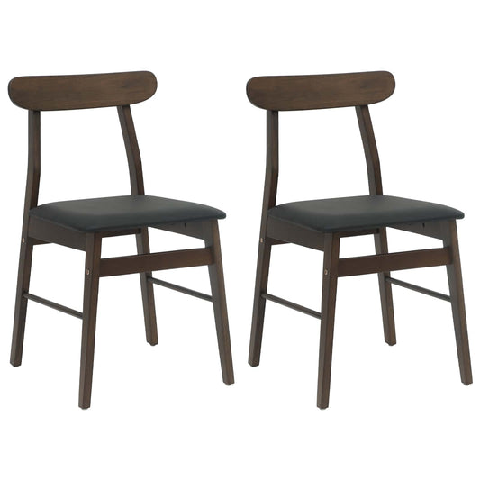 Dining Chair 2 pcs Solid Rubber Wood Dark Brown and Black
