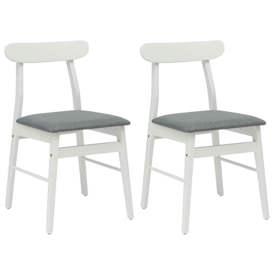 Dining Chair 2 pcs Solid Rubber Wood White and Grey