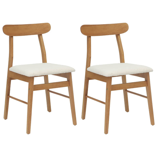 Dining Chair 2 pcs Solid Rubber Wood Natural and Light