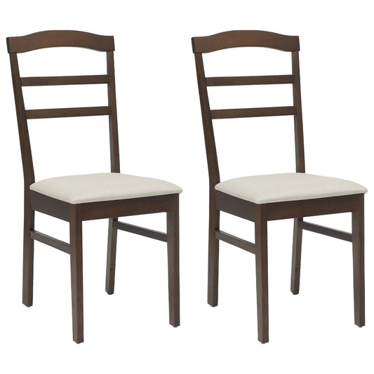 Dining Chair 2 pcs Solid Rubber Wood Light Brown and Light