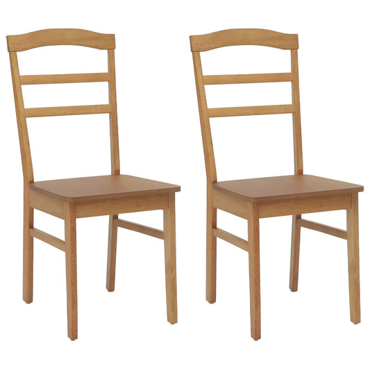 Dining Chair 2 pcs Solid Rubber Wood Natural