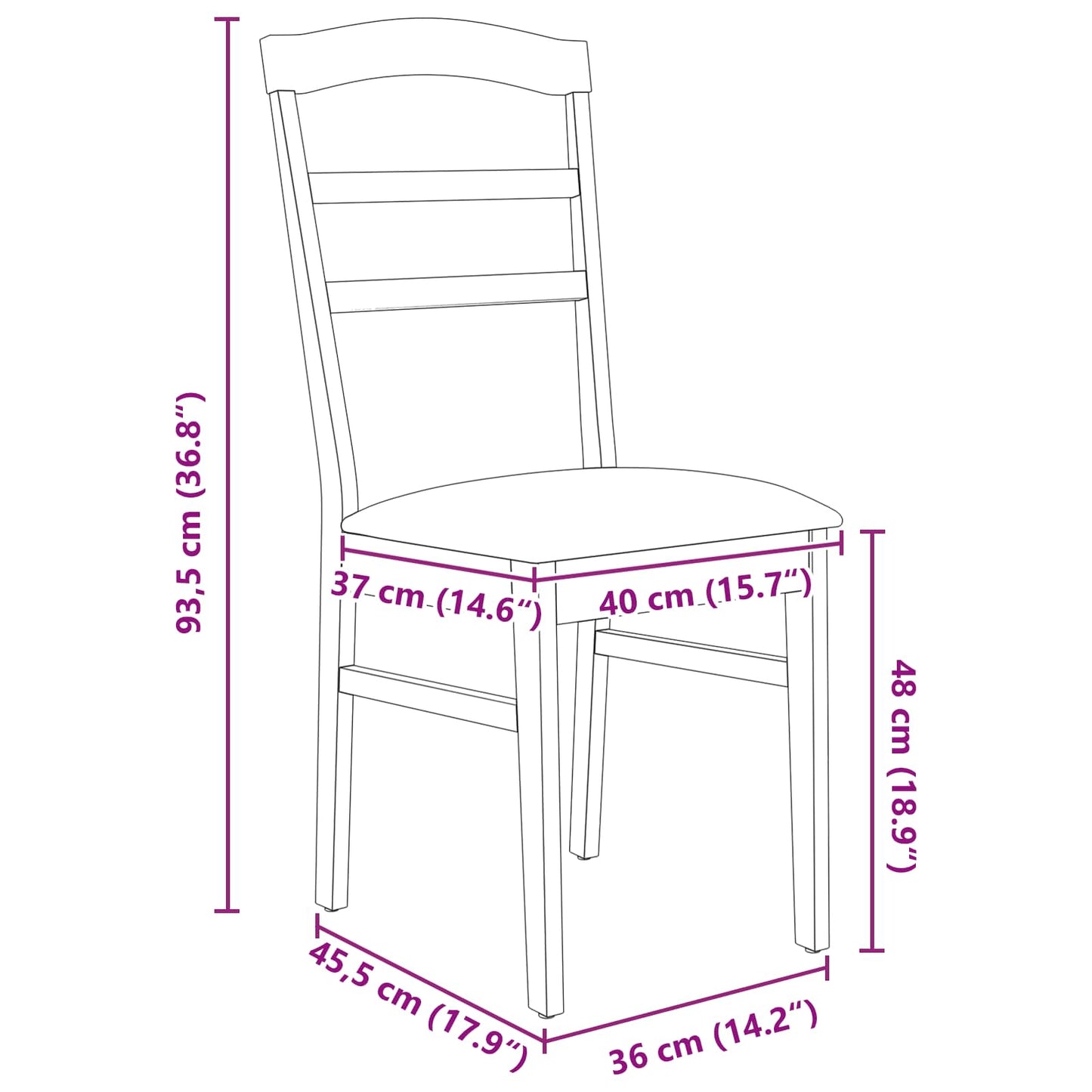 Dining Chair 2 pcs Solid Rubber Wood White and Grey