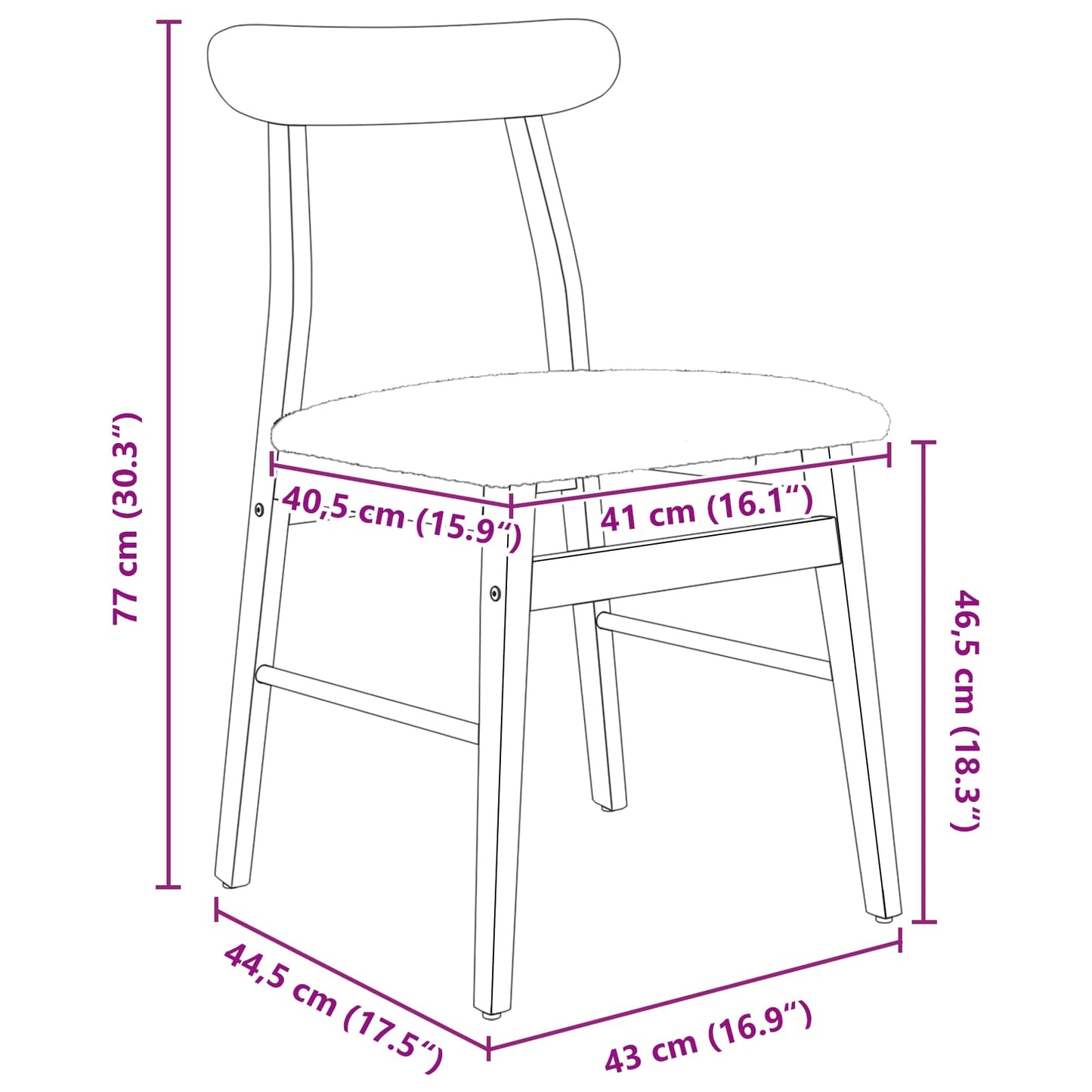 Dining Chair 2 pcs Solid Rubber Wood Natural and Light