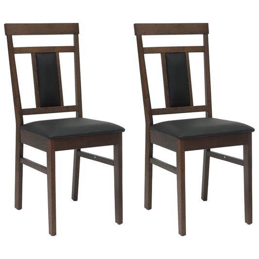 Dining Chair 2 pcs Solid Rubber Wood Light Brown and Black