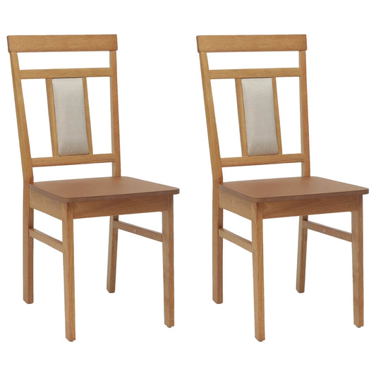Dining Chair 2 pcs Solid Rubber Wood Natural