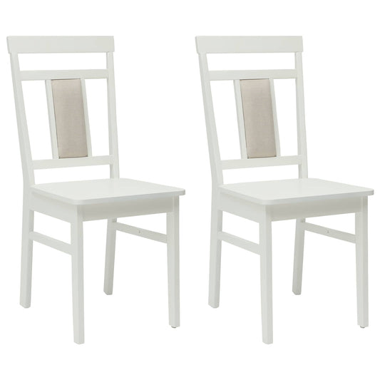 Dining Chair 2 pcs Solid Rubber Wood White 36 x 44.5 x 91.5 cm
