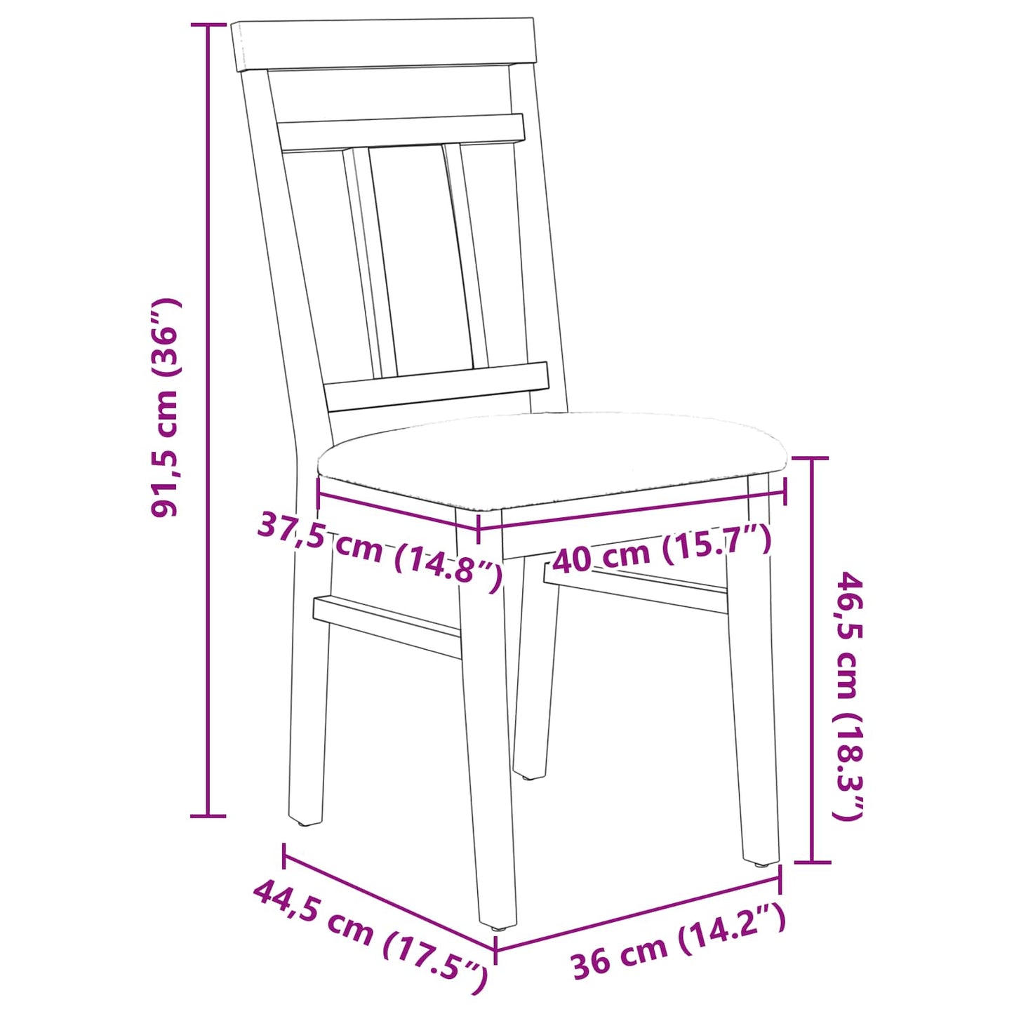 Dining Chair 2 pcs Solid Rubber Wood Natural and Light