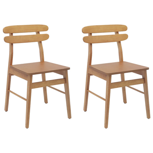 Dining Chair 2 pcs Solid Rubber Wood Natural