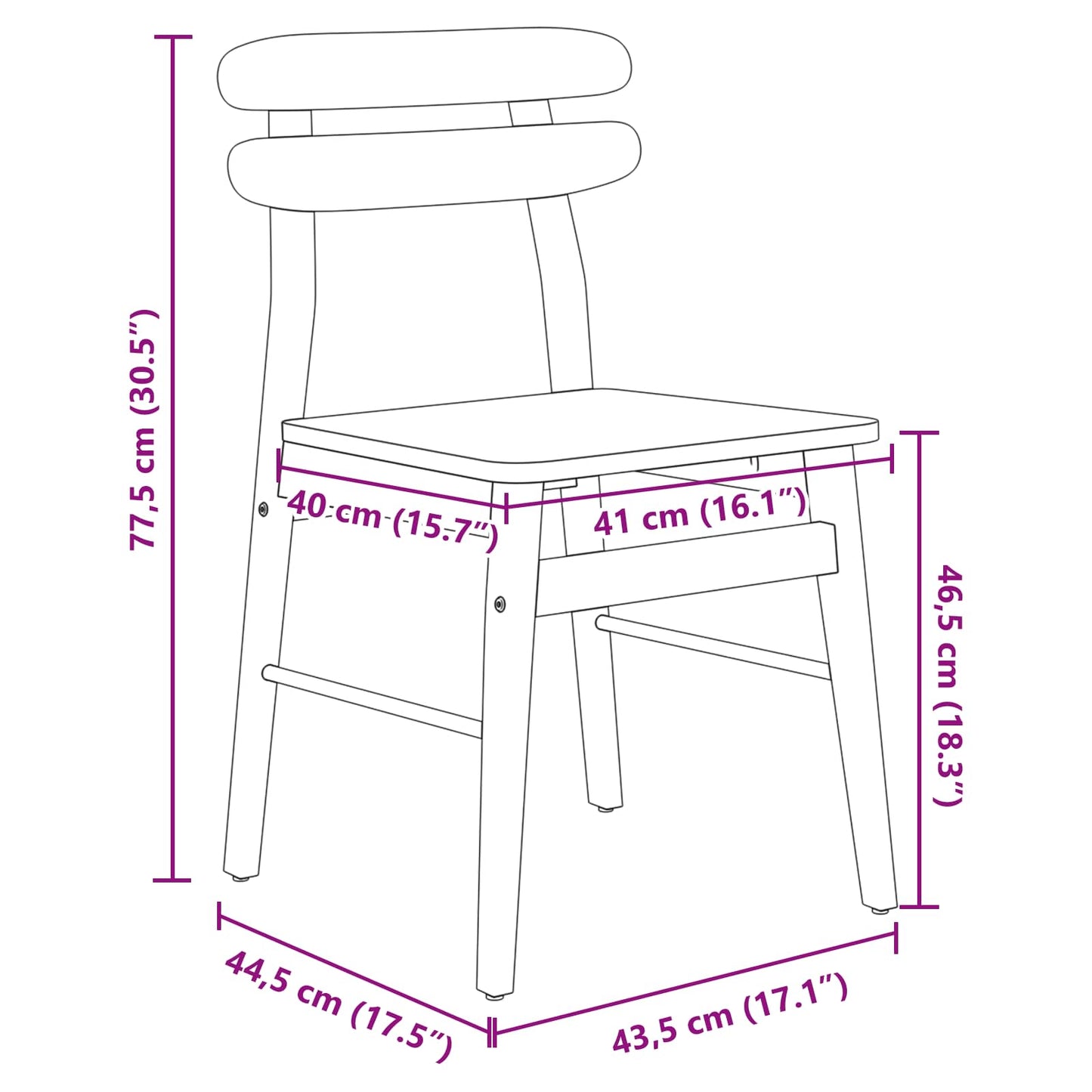 Dining Chair 2 pcs Solid Rubber Wood White and Natural