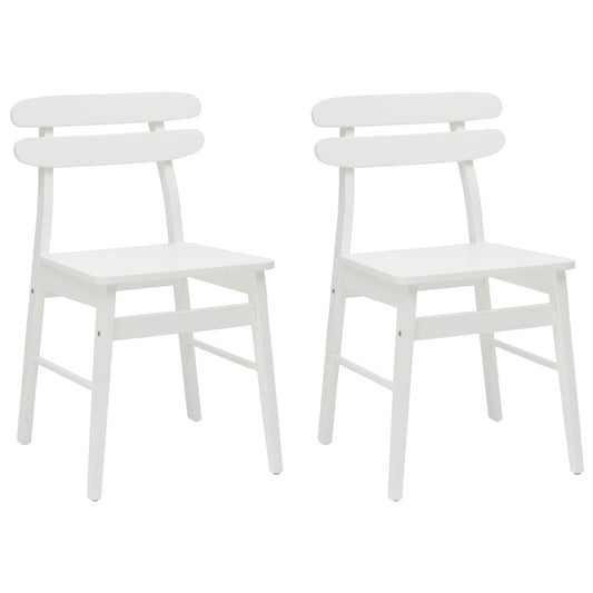 Dining Chair 2 pcs Solid Rubber Wood White