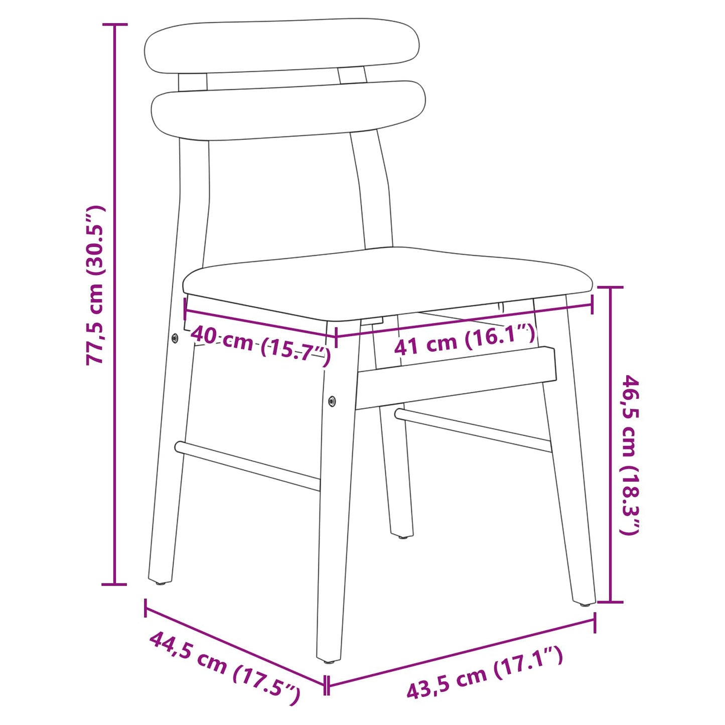 Dining Chair 2 pcs Solid Rubber Wood White and Brown