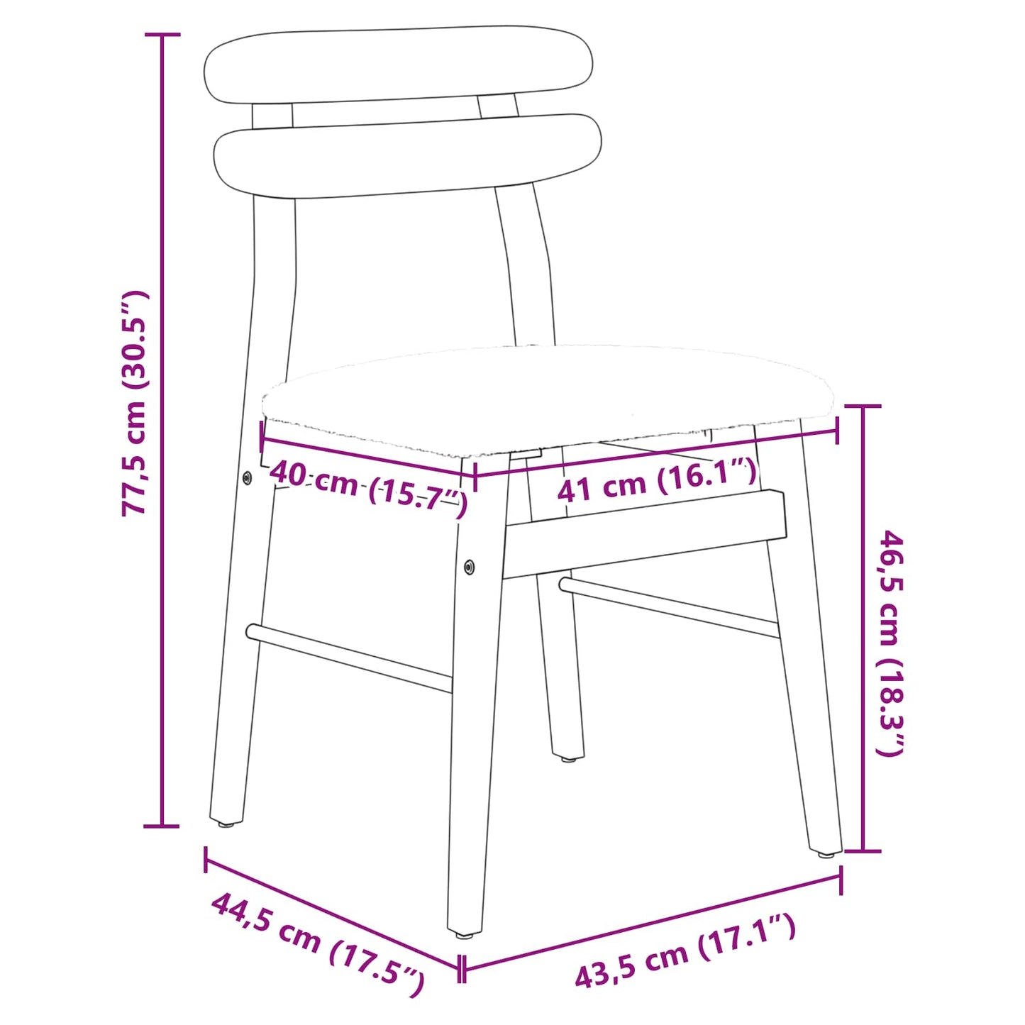 Dining Chair 2 pcs Solid Rubber Wood Natural and Light