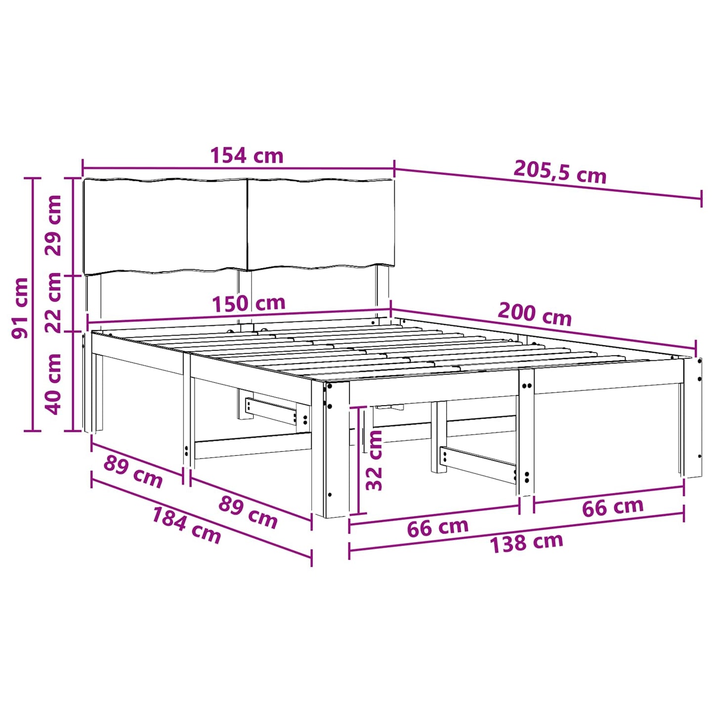 Double Bed Frame with Headboard ROSTOCK Dark Brown 150 x 200 cm