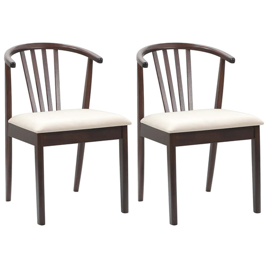 Dining Chair 2 pcs Solid Rubberwood Light Brown and Light