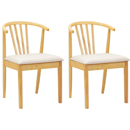Dining Chair 2 pcs Solid Rubberwood Natural and Light
