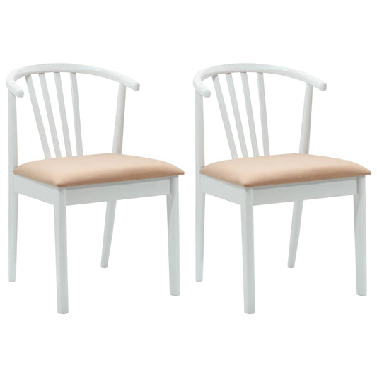Dining Chair 2 pcs Solid Rubberwood White and Brown