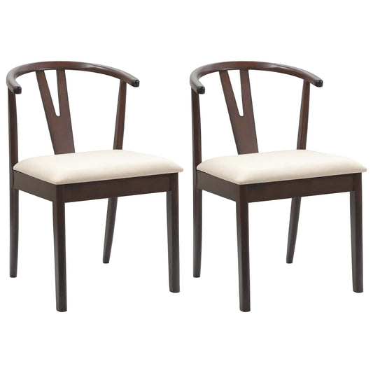 Dining Chair 2 pcs Solid Rubber Wood Light Brown and Light