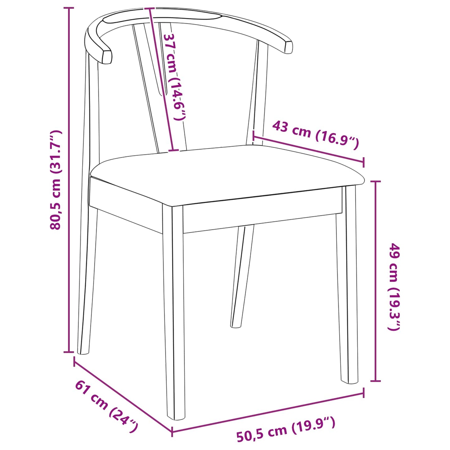 Dining Chair 2 pcs Solid Rubber Wood Light Brown and Light