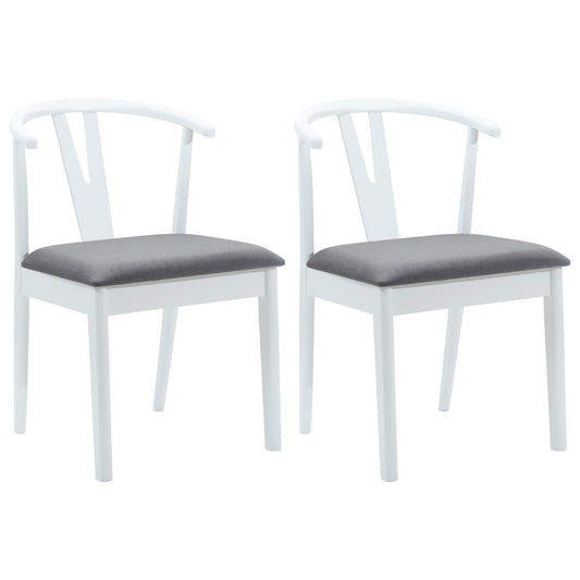 Dining Chair 2 pcs Solid Rubber Wood White and Grey