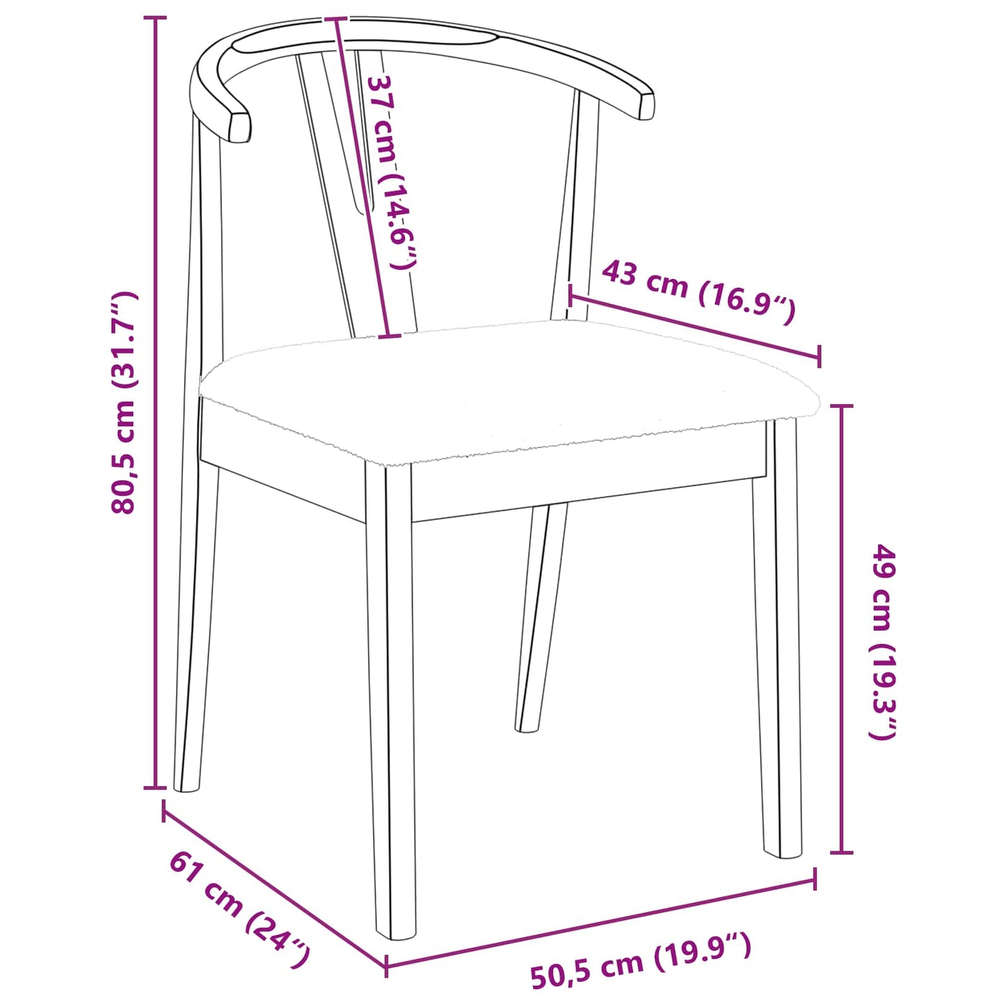 Dining Chair 2 pcs Solid Rubber Wood Natural and Light
