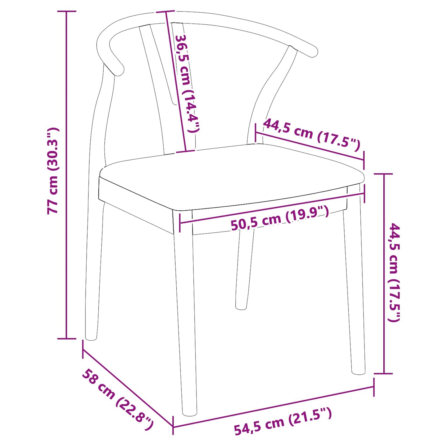 Dining Chair 2 pcs Solid Rubber Wood Natural and Light