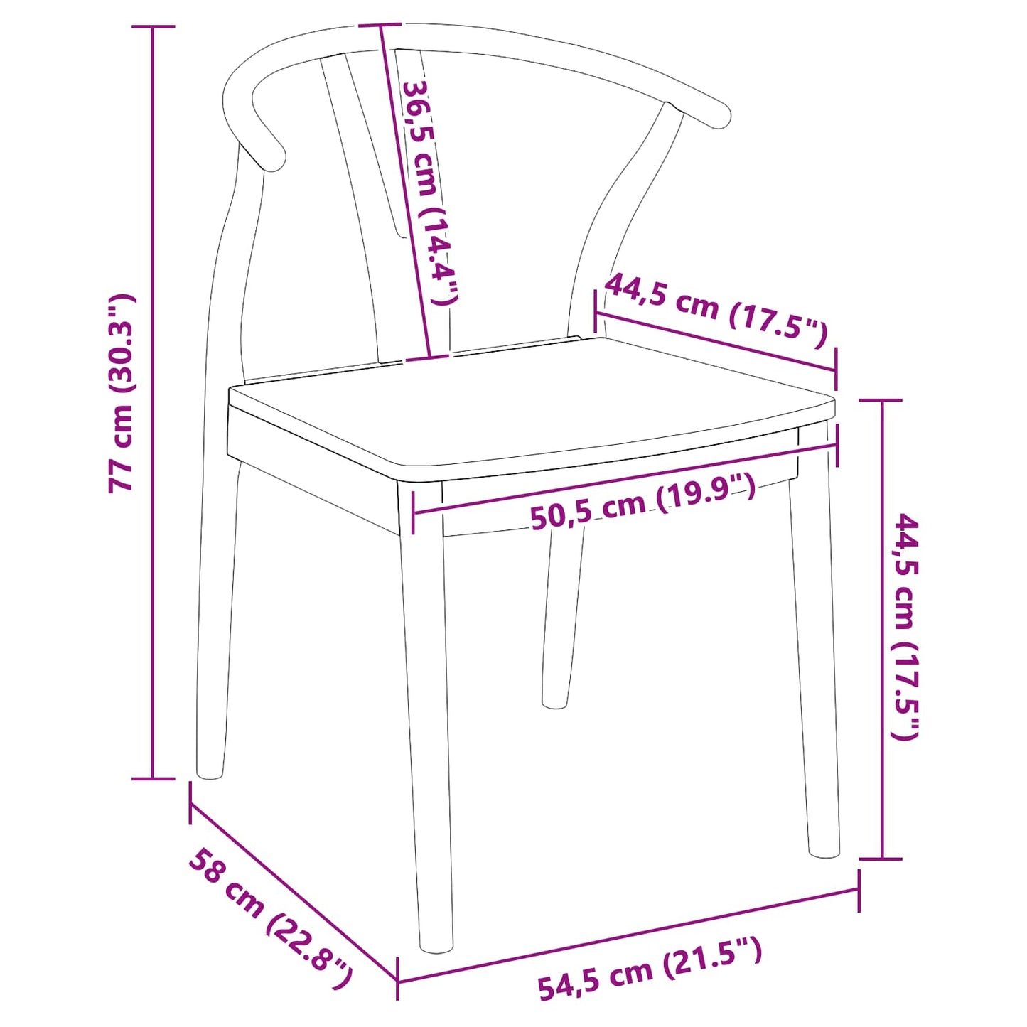 Dining Chair 2 pcs Solid Rubber Wood White and White