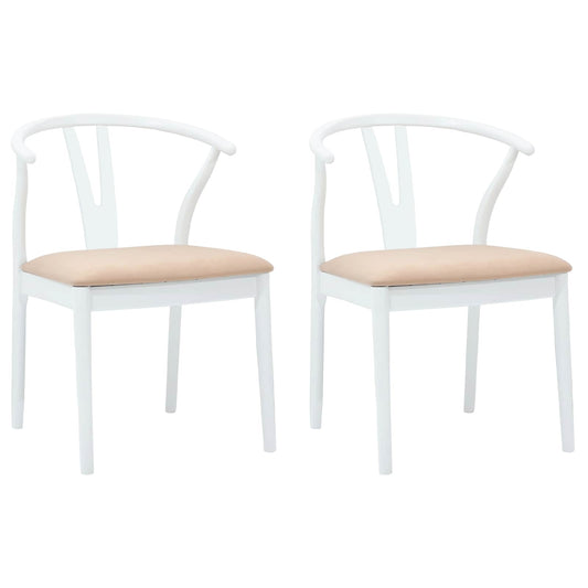 Dining Chair 2 pcs Solid Rubber Wood White and Brown