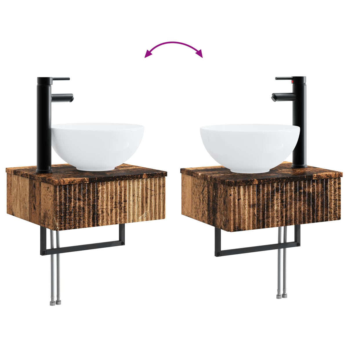 Bathroom Furniture Set 3 pcs Old Wood Engineered Wood