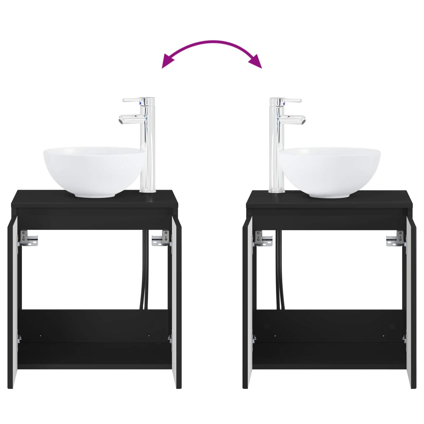 Bathroom Cabinet Set 3 pcs Black 49.5 x 41 x 64.5 cm