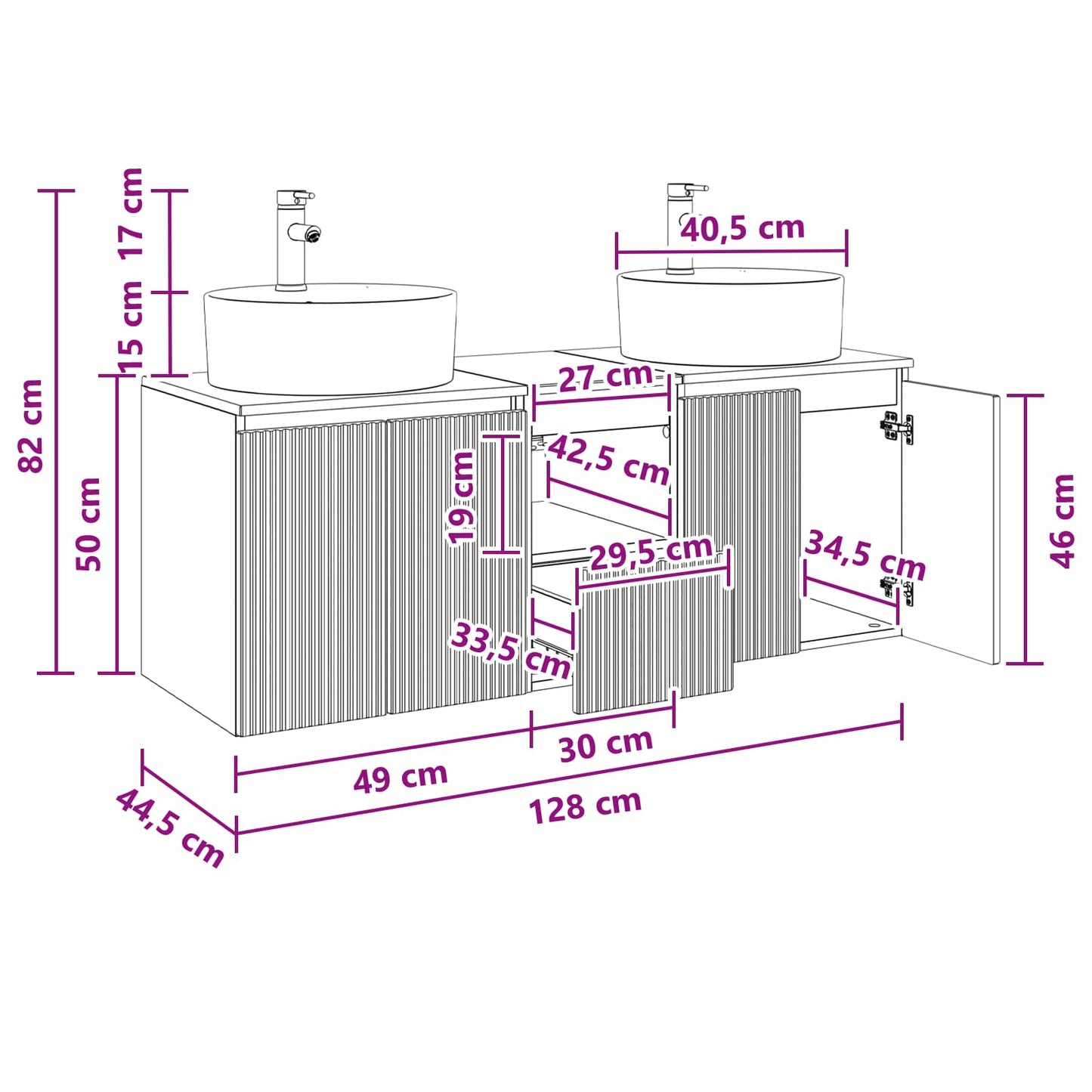 Bathroom Cabinet Set 3 pcs Old Wood 49.5 x 44.5 x 65 cm