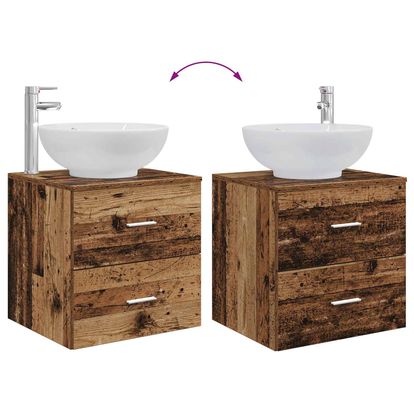 Bathroom Furniture Set 3 pcs Old Wood 49.5 x 44.5 x 65 cm