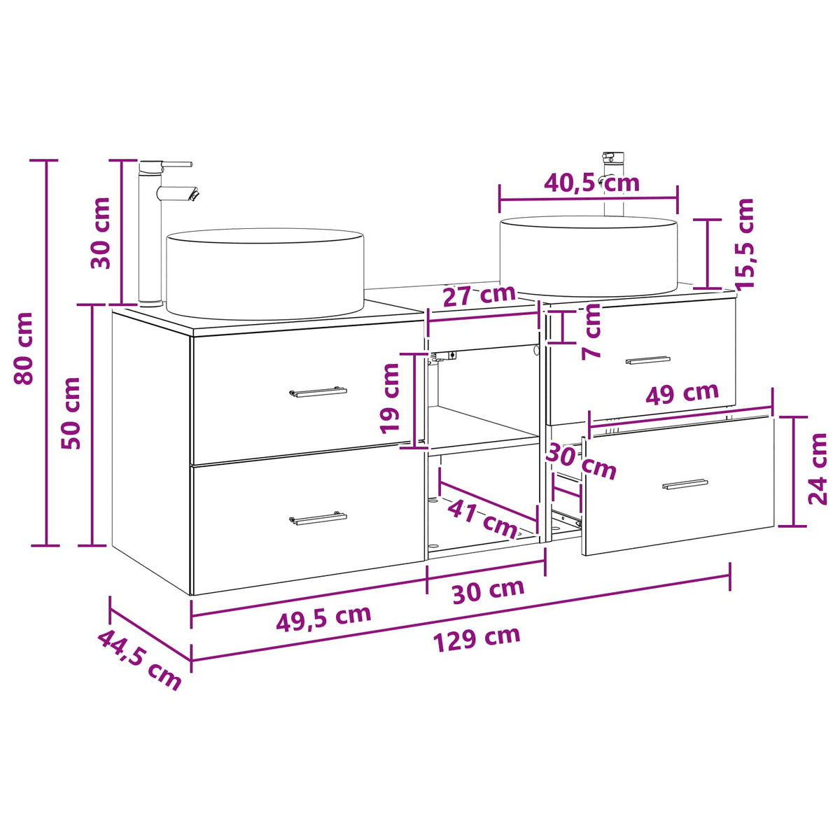 Bathroom Furniture Set 3 pcs Smoked Oak 49.5 x 44.5 x 65.5 cm