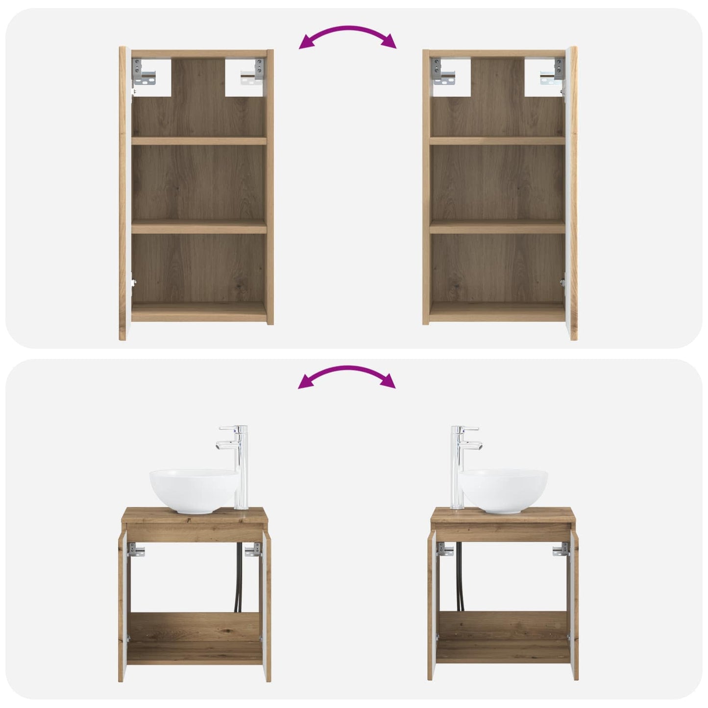 Bathroom Furniture Set 3 pcs Artisan Oak 33 x 34.5 x 160 cm