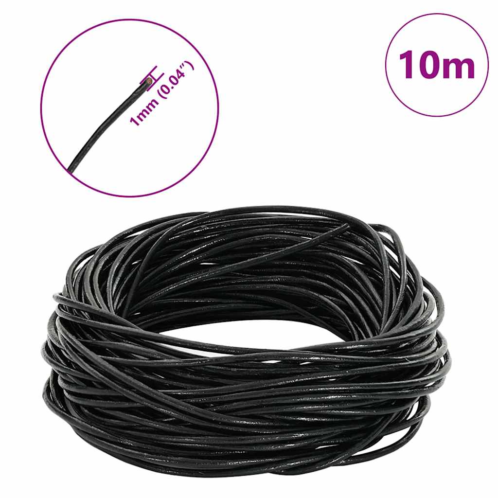 Leather Cord 1 Black Ø1 mm x 10 m Leather